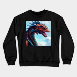 Red Serpentine Dragon with Blue Highlights Crewneck Sweatshirt